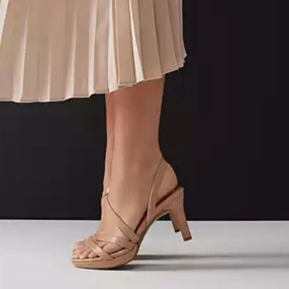 Elegant Tan Strappy Heels - Picture 1 of 10